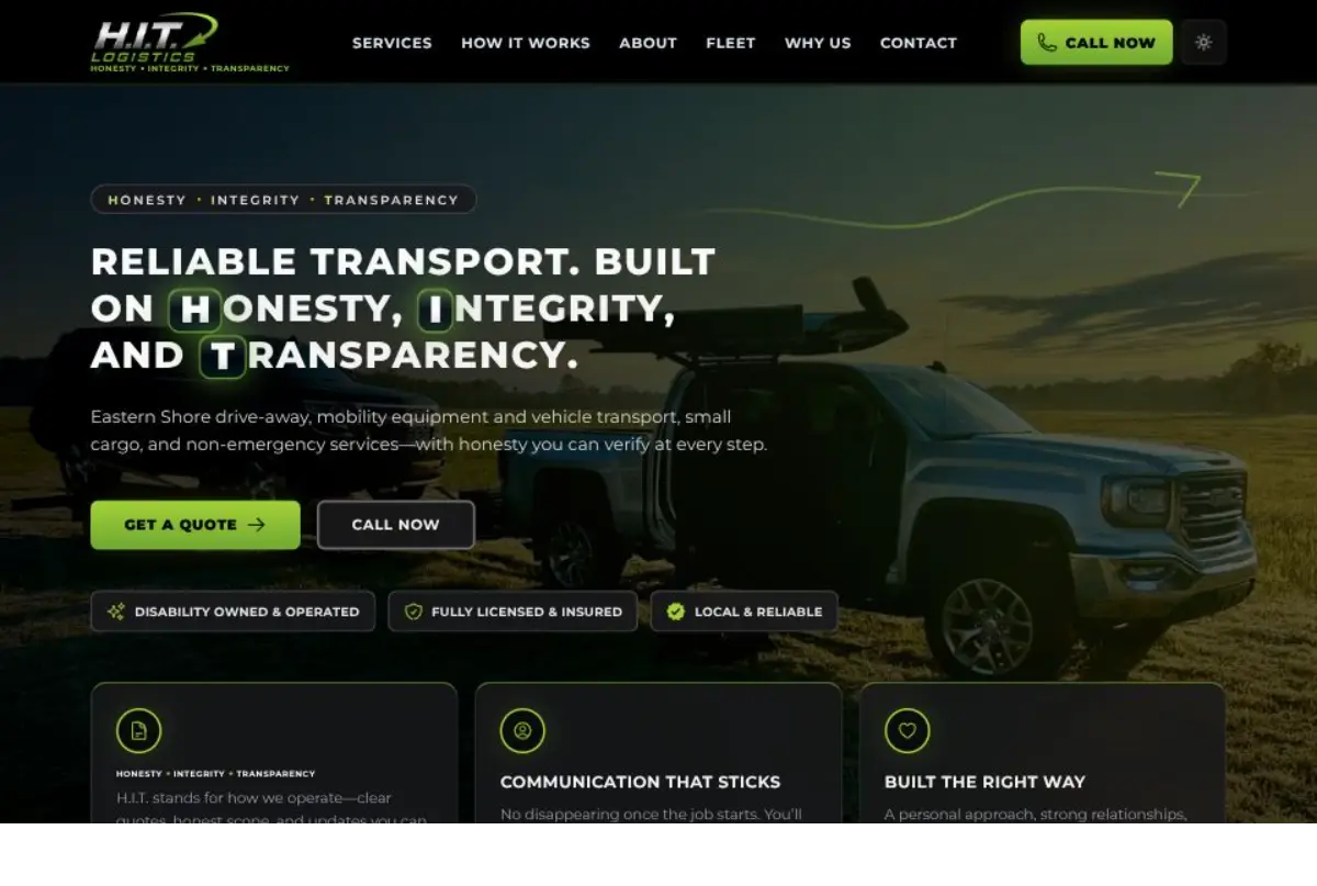 H.I.T. Logistics website preview