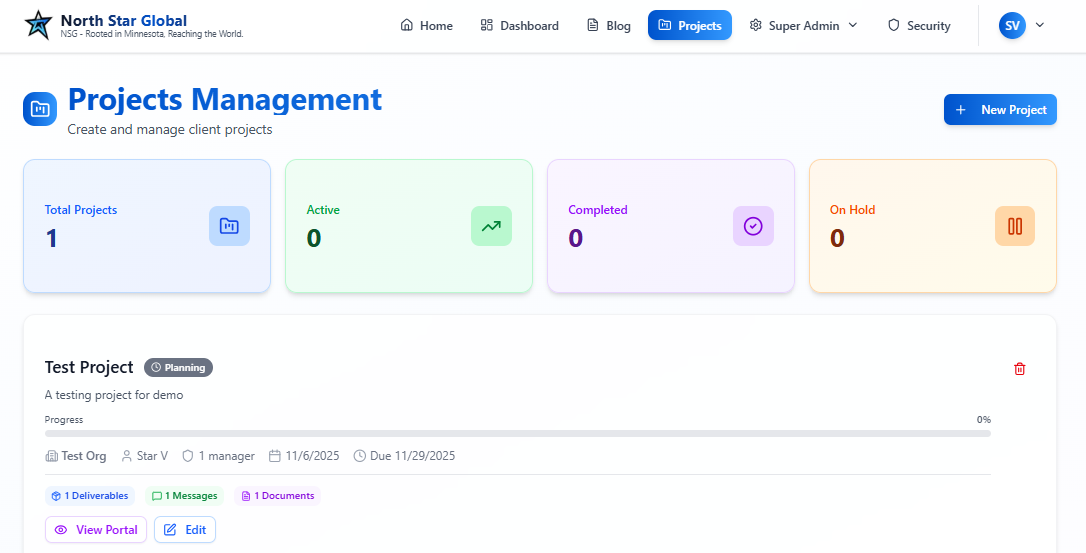 Project Management Dashboard showcasing project overview, status tracking, and team collaboration tools