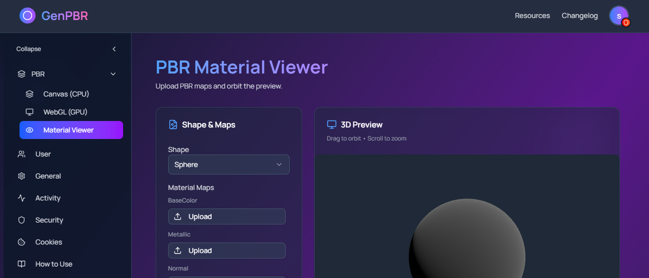 GenPBR advanced features showing batch processing and export capabilities
